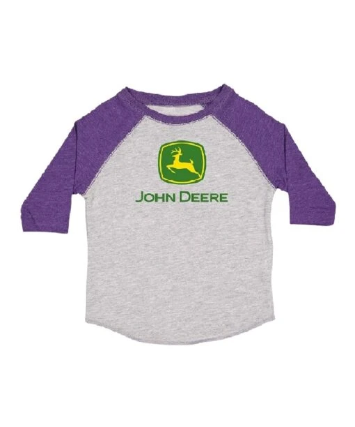 John Deere Girls' 3/4 Sleeve Glitter Logo Tee
