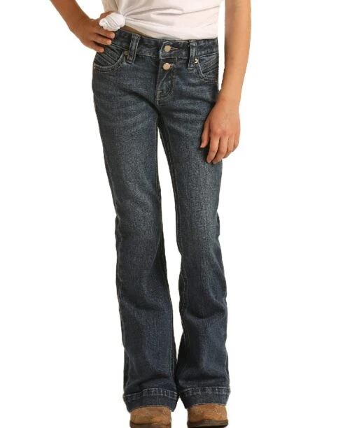 Rock & Roll Cowgirl Girls' Medium Wash Trouser