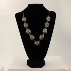 3D Belt Company Silver Strike Antique Silver Conchos With Turquoise Necklace